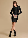 Studded Knitted Winter Mini Dress