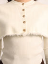 Ecru Winter Top With Detachable Cape