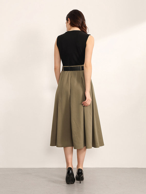 Network Midi Dress With Belt