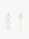 Asymmetric Heart Rhinestone Earrings