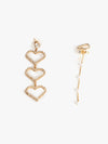 Asymmetric Heart Rhinestone Earrings