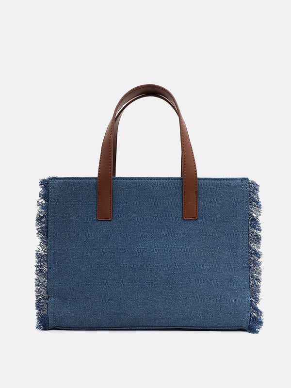 Kazo Denim Fringe Satchel