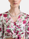 Full Sleeve Printed Cropped Shirt With Knot