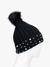 Fur Pom Pom Beanie With Beads