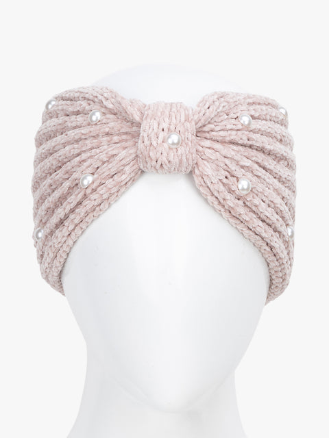 Knitted Headband With Beads Detailing