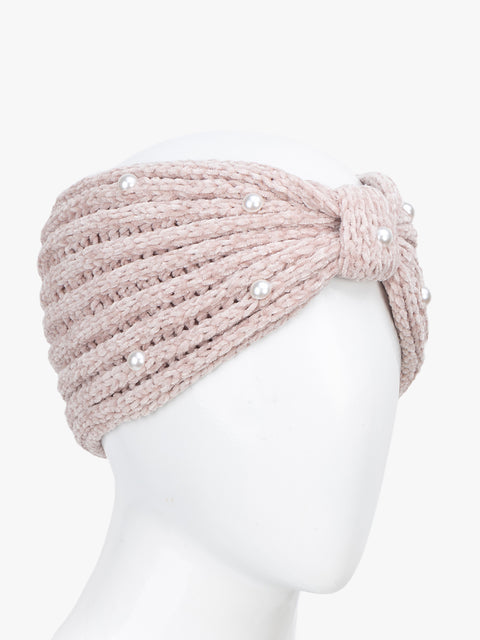 Knitted Headband With Beads Detailing