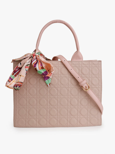 Scarf Handle Quilted Tote Bag