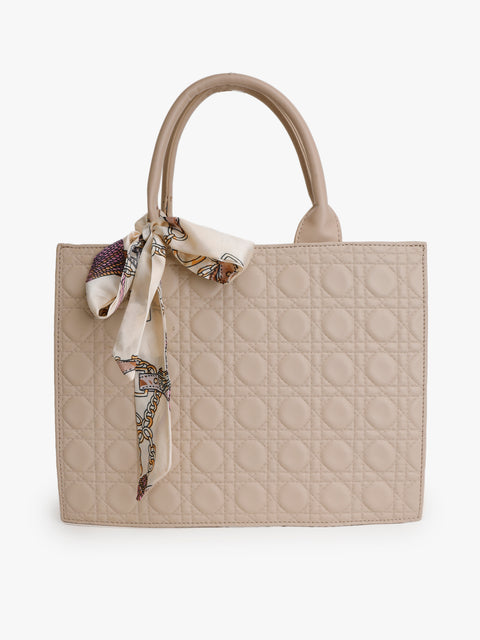 Scarf Handle Quilted Tote Bag