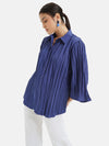 Pleated Crushed Shirt With Flared Sleeves