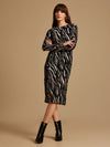 Fiona Black Textured Midi Dress