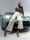 Wide Leg Jeans With Rivet Detail