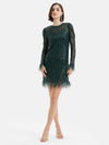 Sequin Shift Dress With Feathers