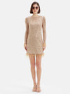 Sequin Shift Dress With Feathers