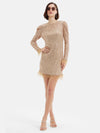 Sequin Shift Dress With Feathers