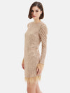 Sequin Shift Dress With Feathers