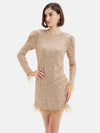 Sequin Shift Dress With Feathers