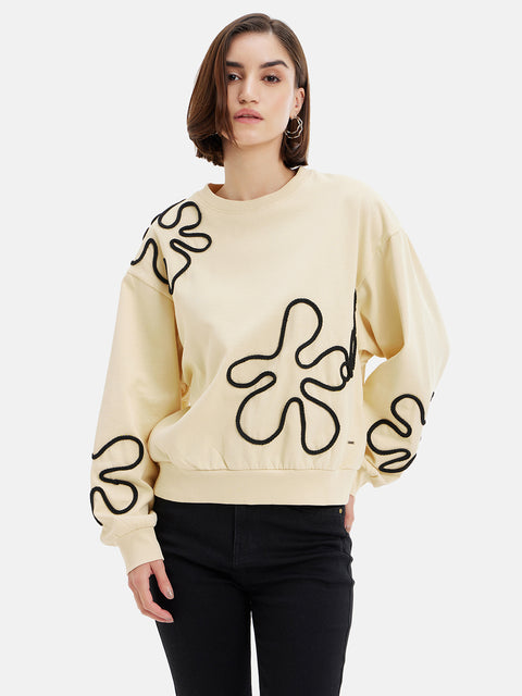 Corded Floral Sweatshirt.