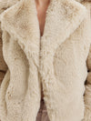 Faux Fur Jacket With Lapel Collar.