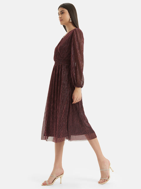 Smocked Wrap Midi Dress