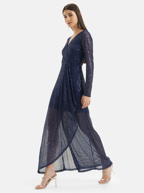Full Sleeve Sequin Maxi Dress