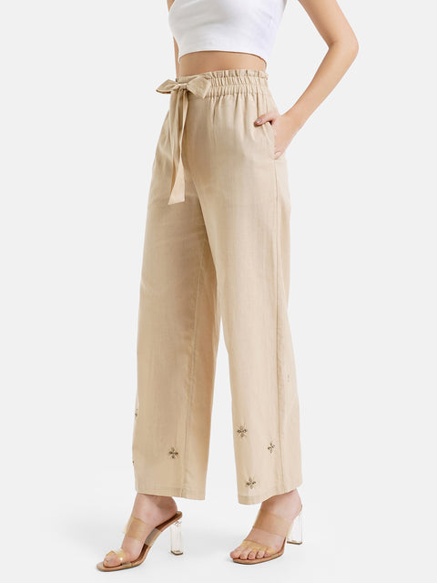 Embroidered Linen Pants