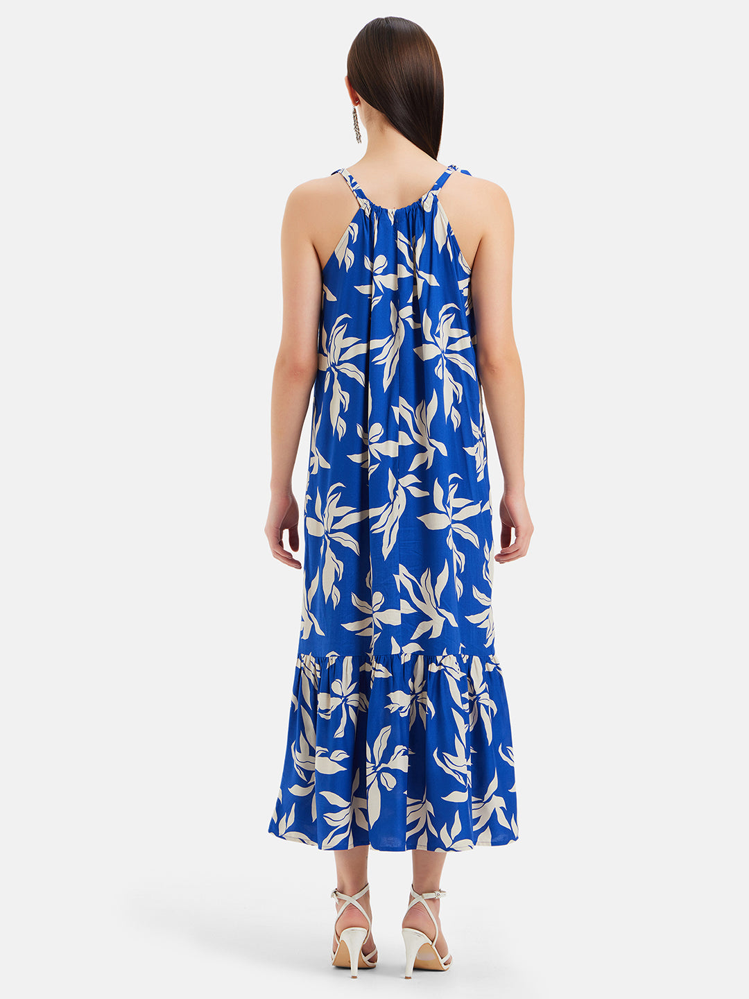 Floral Printed Strappy Halter Neck Maxi Dress Women's Maxi Dress