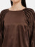 Quinn Satin Top With Pleated Sleeves