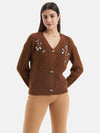 Shoulder Embellished Front Open Pullover