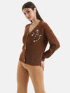 Shoulder Embellished Front Open Pullover