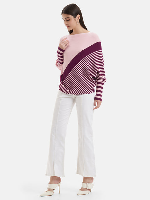 Color Block Batwing Pullover