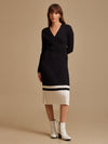 Wrap Midi Dress With Colourblock Hem