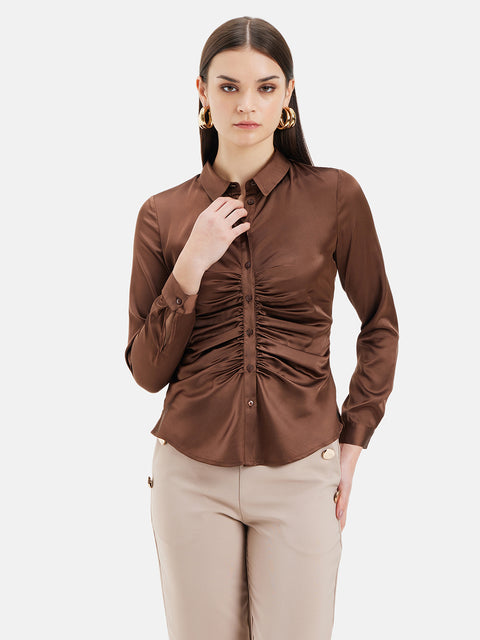 Meghan Ruched Placket Full Sleeves Shirt