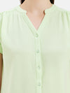 V-Neck Top With Turn-Up Sleeves