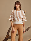 Striped Batwing Sleeves Winter Top