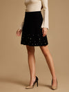 Winter Mini Skirt With Pearl Embellishment