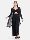 Mendez Sheer Full Sleeves Shrug With Belt