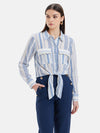 Jada Tie-Knot Cropped Embellished Shirt