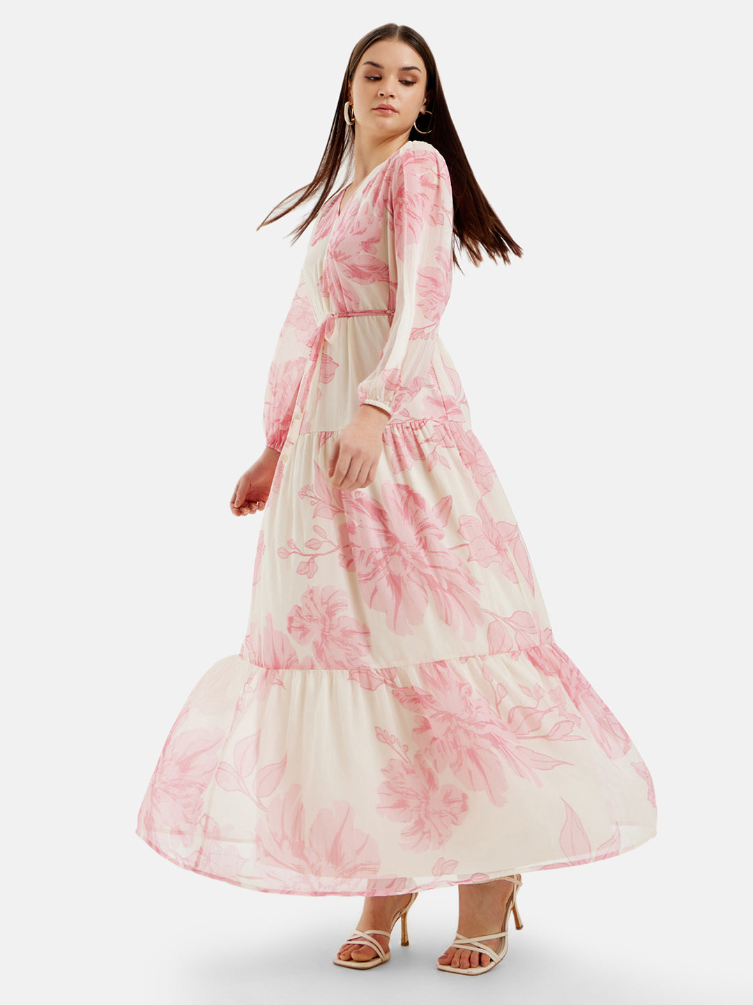 kazo party dresses Pink Flared Maxi Dress