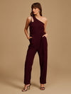 One Shoulder Jumpsuit With Swaroski Chain