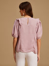 Puff Sleeves Top With Ruffle And Lace Detail