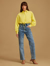 Cropped Shirt With Draw String Detail At Waist