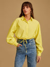 Cropped Shirt With Draw String Detail At Waist