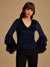 V-Neck Burnout Velvet Top With Asymetric Sleeves