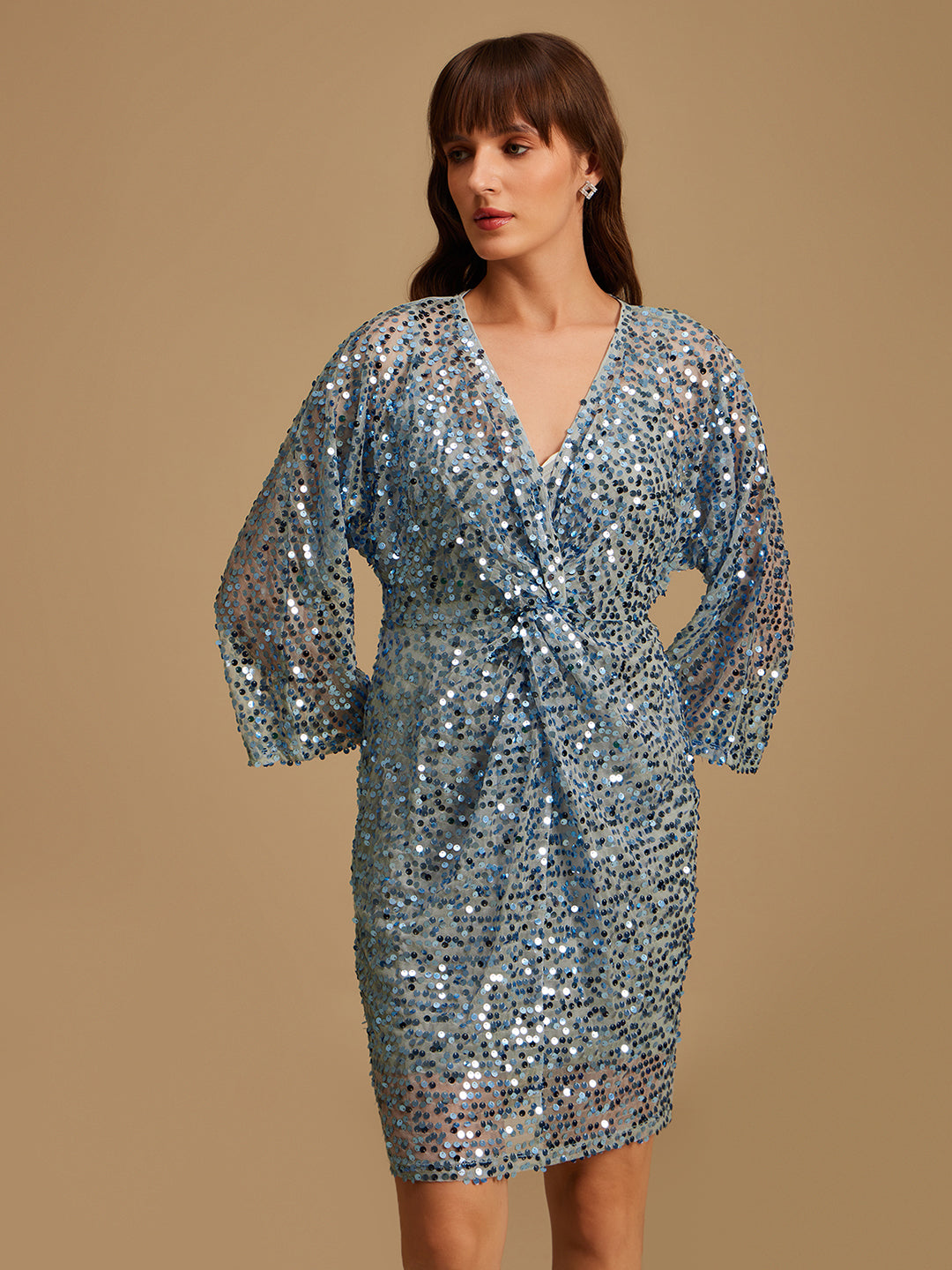 Front Knotted Sequined Dress – KAZO