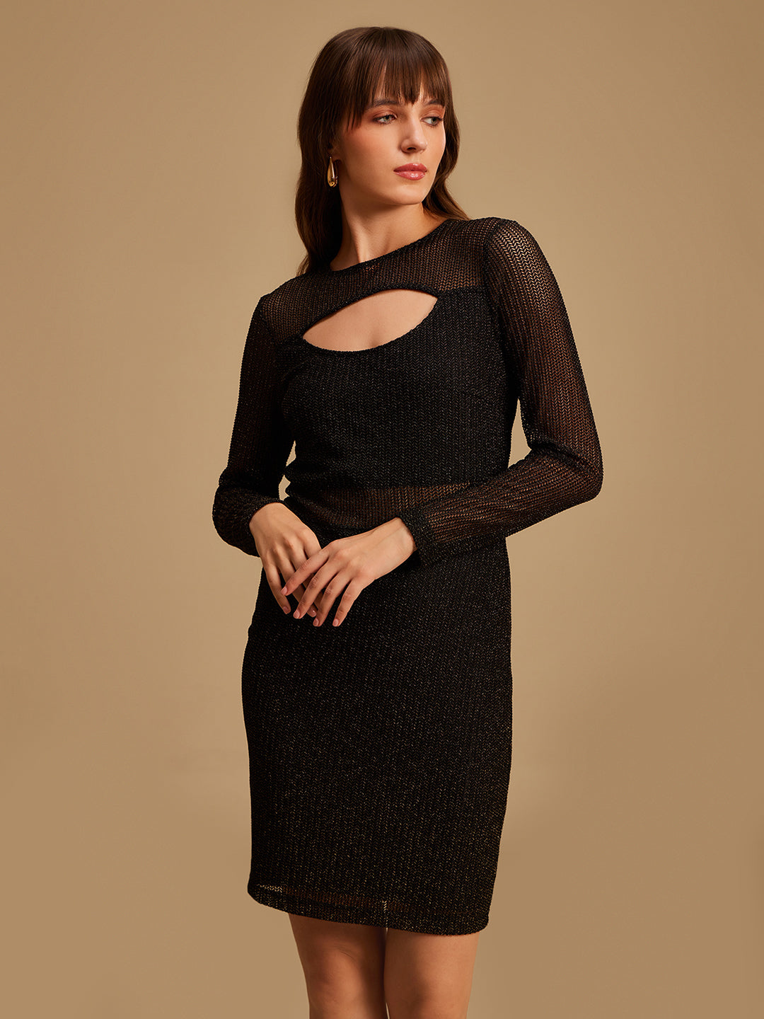 Buy Bodycon Mini Dress With Cut-Out 124657BLACKCXS – KAZO