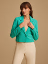 Lapel Collared Cropped Blazer