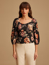 Stretchable Printed Top With Sweetheart Neckline