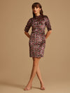 Printed Velvet Mini Dress With Ruching