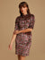 Printed Velvet Mini Dress With Ruching