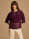 Flared Sleeve Jacquard Top